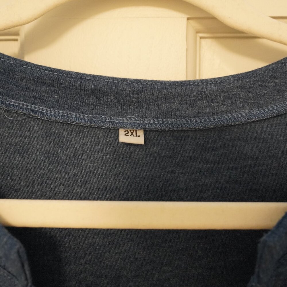 Blue Tiered Ruffle Sleeve Midi Dress 2XL from Amazon - Picture 2 of 4